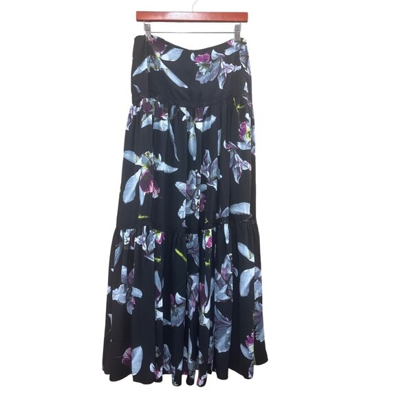 7Th Avenue Design Studio Dresses & Skirts - 7th Avenue Design Studio Black Floral Tiered Maxi Skirt M Polyester